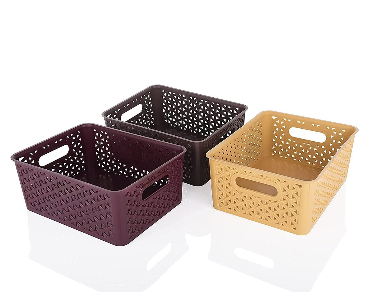 Plastic Fruit Basket With Lid | Stackable Storage Organizer Bin