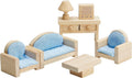 PlanToys Wooden Classic Line of Dollhouse Furniture- Living Room Set (9015) | Sustainably Made from Rubberwood and Non-Toxic Pai