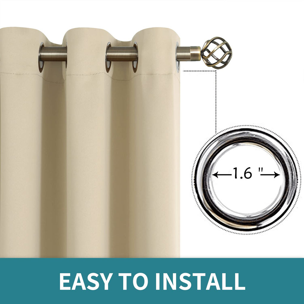 Bgment Sliding Door Curtains For Patio 84 Inch Long, Room Darkening Room Divider Blackout Curtains, Extra Wide Thermal Insulated Soundproofing Window Curtains, 1 Panel, Beige, 120 Inches Wide