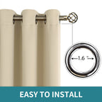 Bgment Sliding Door Curtains For Patio 84 Inch Long, Room Darkening Room Divider Blackout Curtains, Extra Wide Thermal Insulated Soundproofing Window Curtains, 1 Panel, Beige, 120 Inches Wide