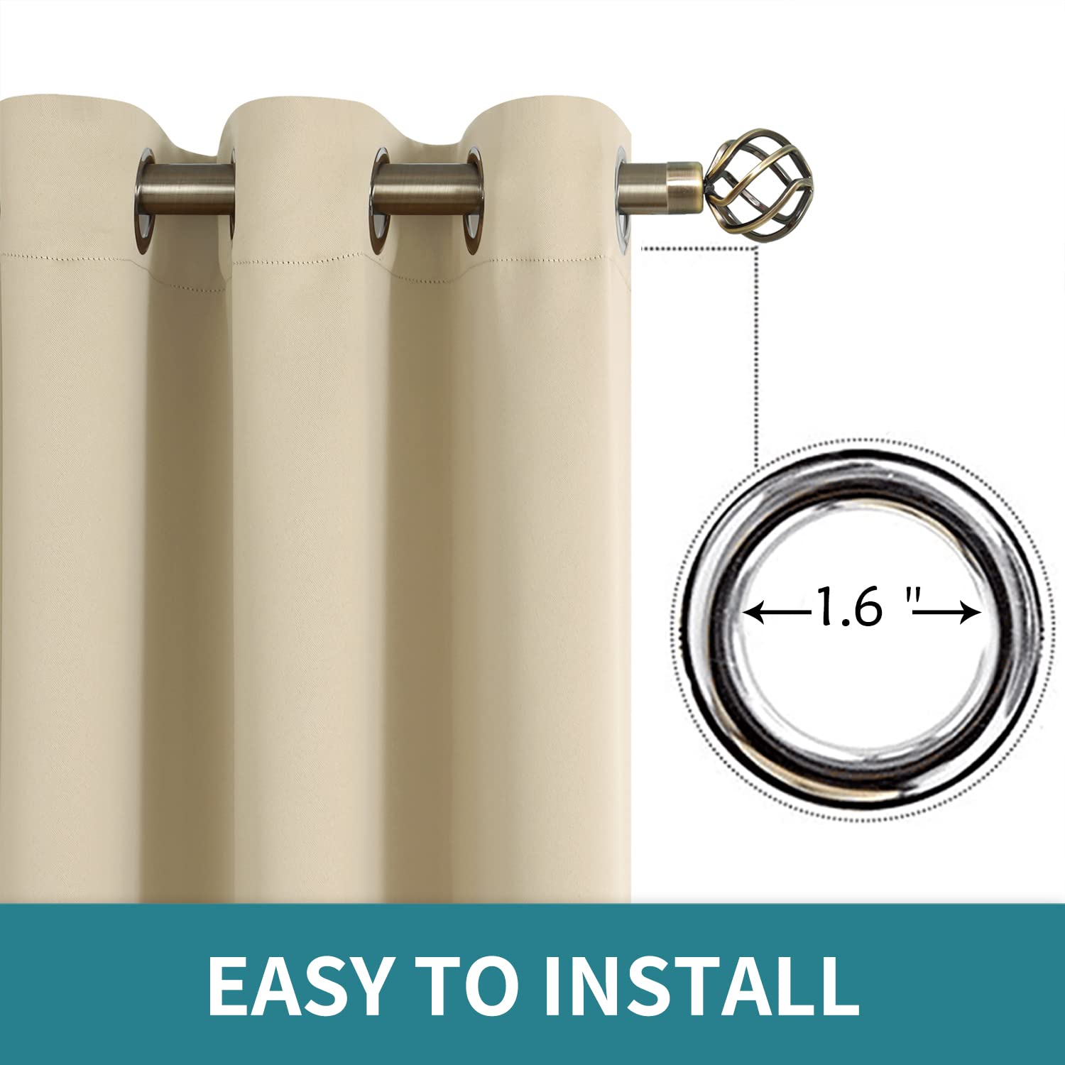 Bgment Sliding Door Curtains For Patio 84 Inch Long, Room Darkening Room Divider Blackout Curtains, Extra Wide Thermal Insulated Soundproofing Window Curtains, 1 Panel, Beige, 120 Inches Wide