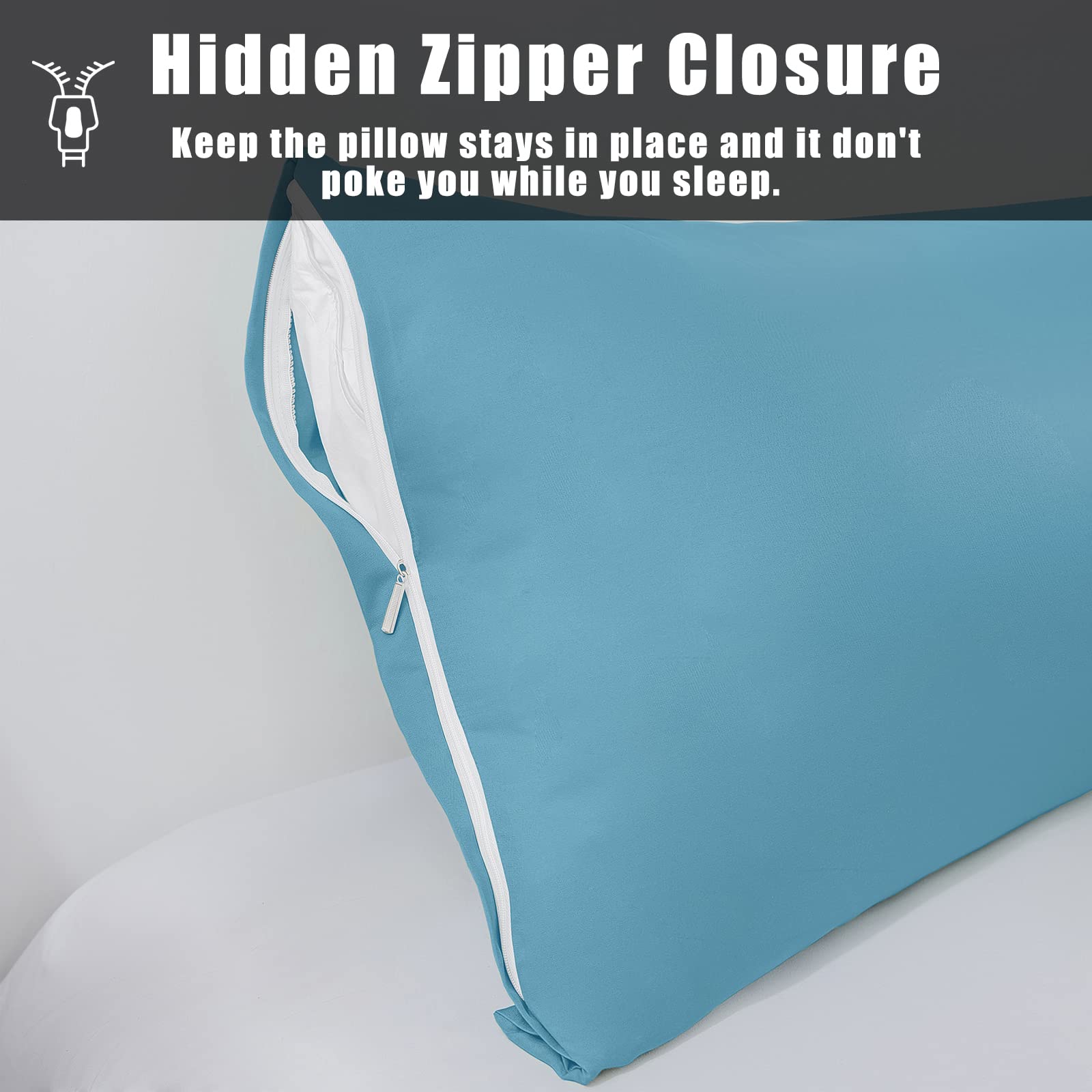 Body Cooling Pillow Cases Cover, Bamboo Rayon Body Pillowcases With Zipper Closure, Cool And Breathable Pillow Case For Hot Slee