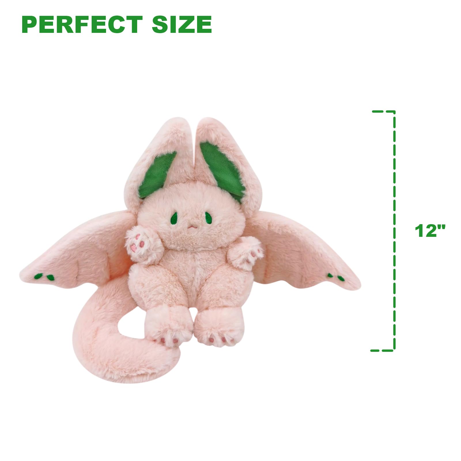 PEACH CAT Kawaii Bat Bunny Plush Pillow 12" - Pink Stuffed Animal for Kids