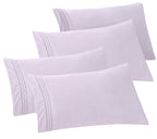 Elegant Comfort 4-Pack Solid Pillowcases 1500 Thread Count Egyptian Quality - Easy Care, Smooth Weave, Wrinkle And Stain Resistant, Easy Slip-On, 4-Piece Set, King Pillowcase, Lilac