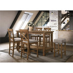 Acme Martha II Counter Height Chair in Tan Linen and Weathered Oak (Set of 2)