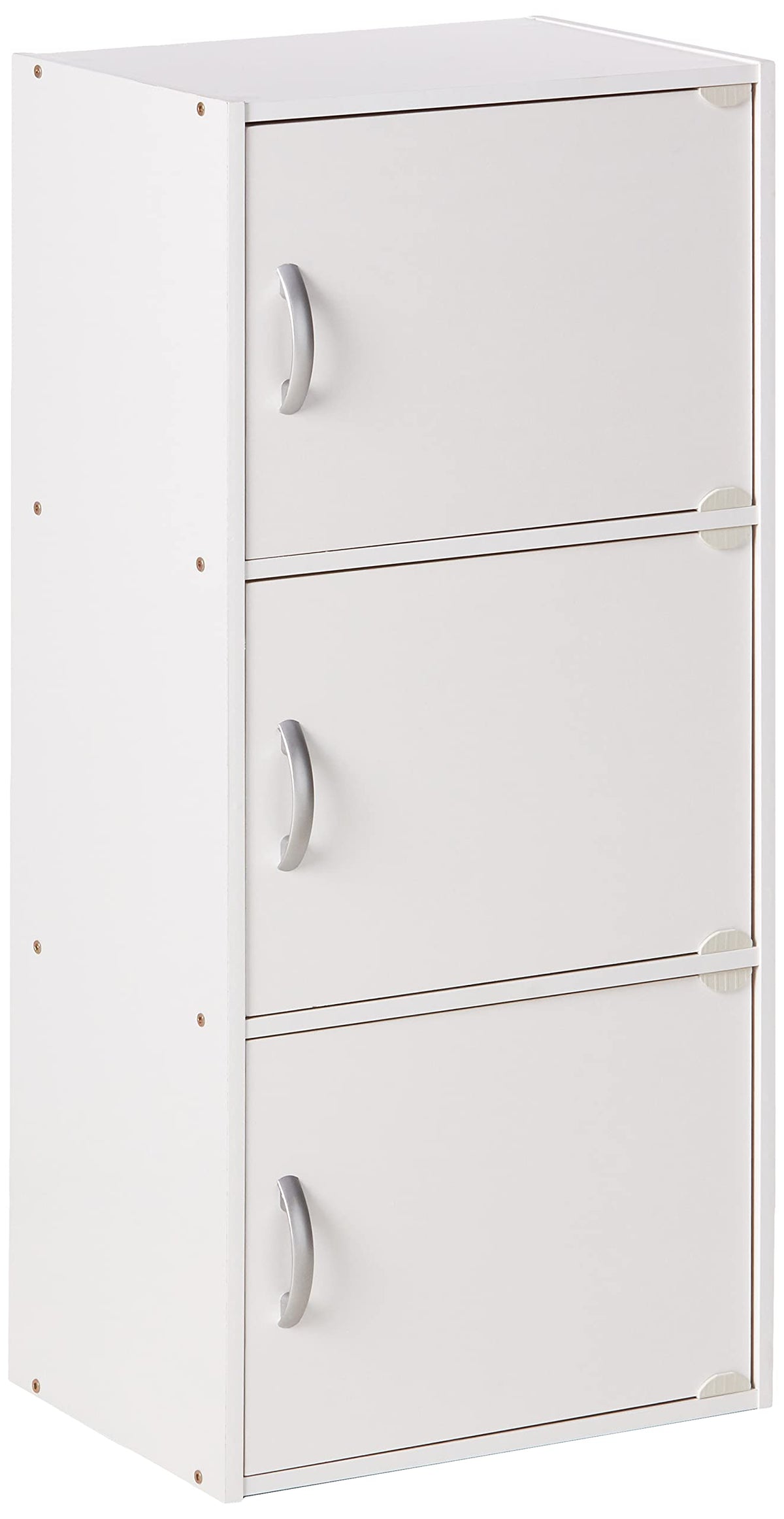 Hodedah Heavy Duty Engineered Wooden 3 Door Enclosed Multipurpose Storage Cabinet With Included Hardware For Easy Assembly, Whit