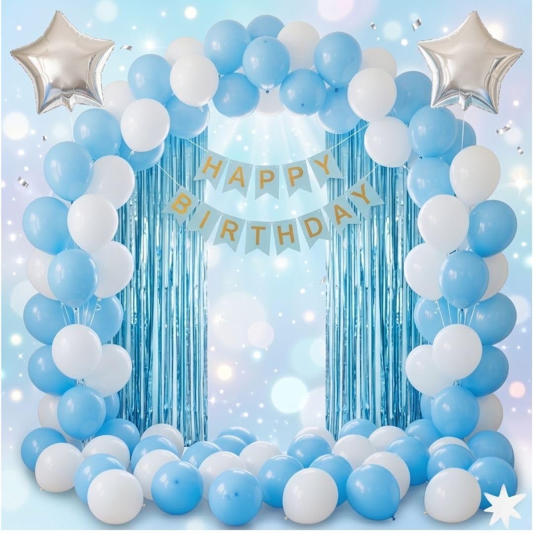 KIDZILO 40 Pcs Birthday Decoration Kit with Banner & Balloons (Set 10)