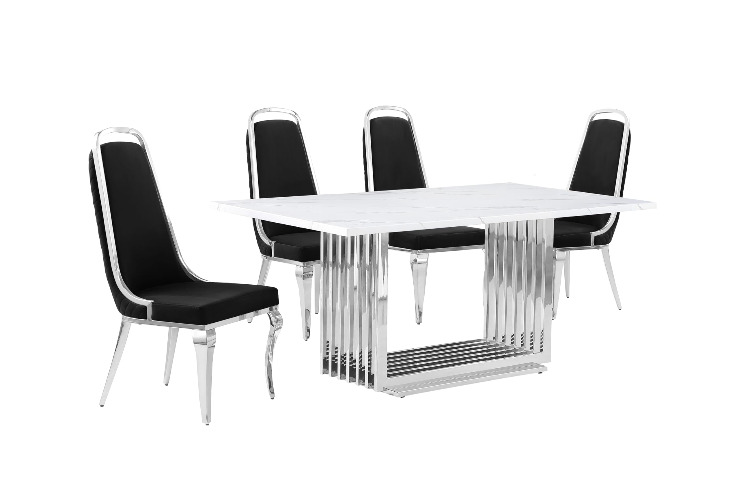 Best Quality Furniture D310-4Sc310-3 Dining Set, 1 Table+4 Chairs, Black