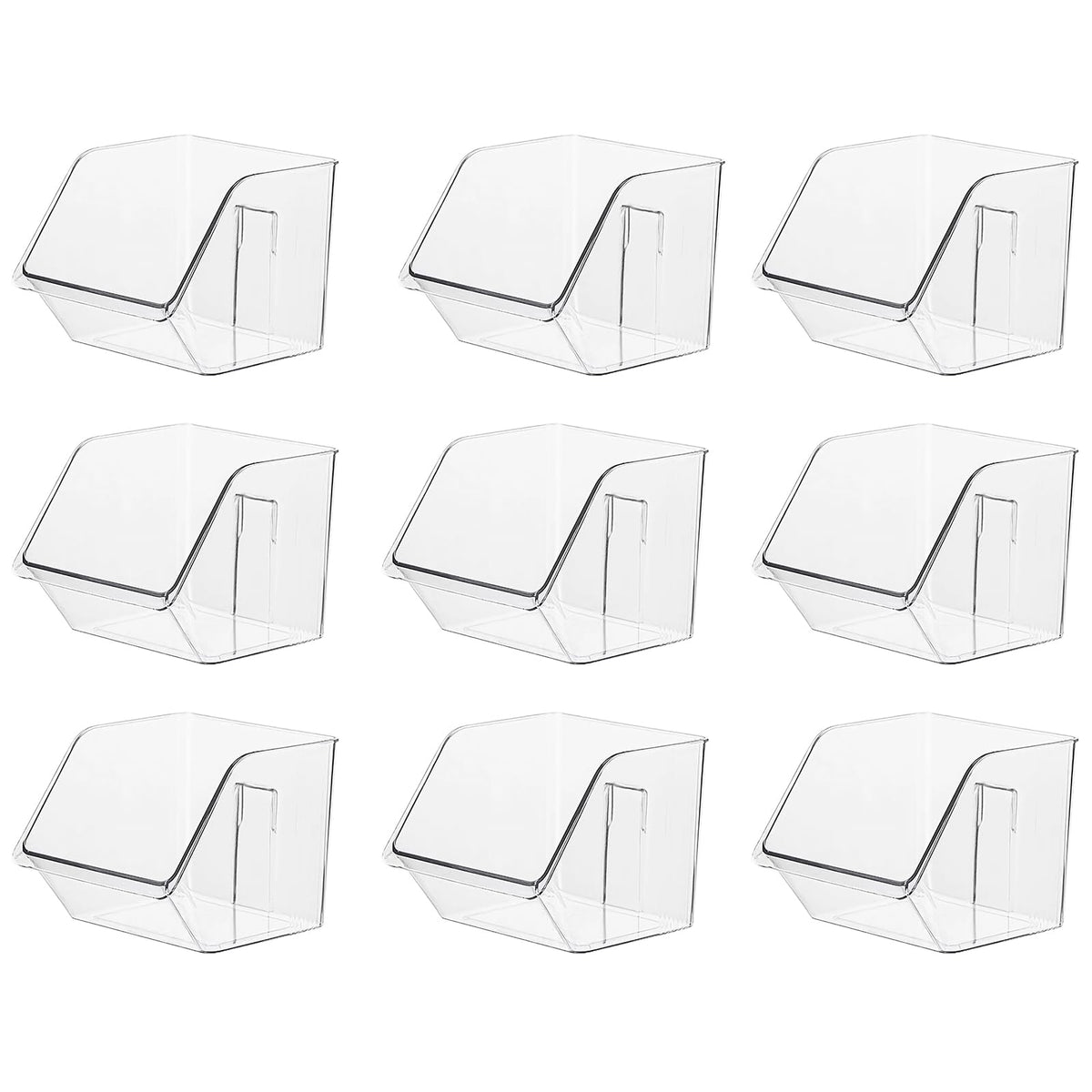 Veefos 9Pack Small Clear Storage Baskets, Adhesive Spice Rack Wall Mount for Countertop/Cabinet/Bathroom, Plastic Storage Bins 