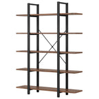 Tribesigns 5-Tier Bookshelf, Vintage Industrial Style Bookcase 72 H X 12 W X 47L Inches
