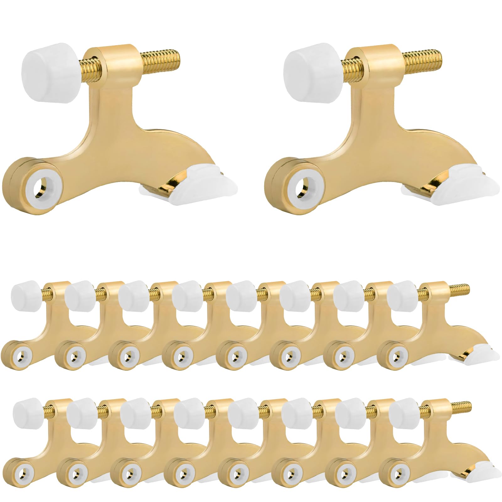 Obtanim 16 Pack Hinge Pin Door Stopper Heavy Duty Metal Adjustable Door Stops With Rubber Bumper Tips (Gold)