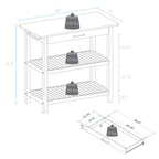 Casual Home Kitchen Island With Solid American Hardwood Top, Slate Gray, 40&Quot; W (373-932)