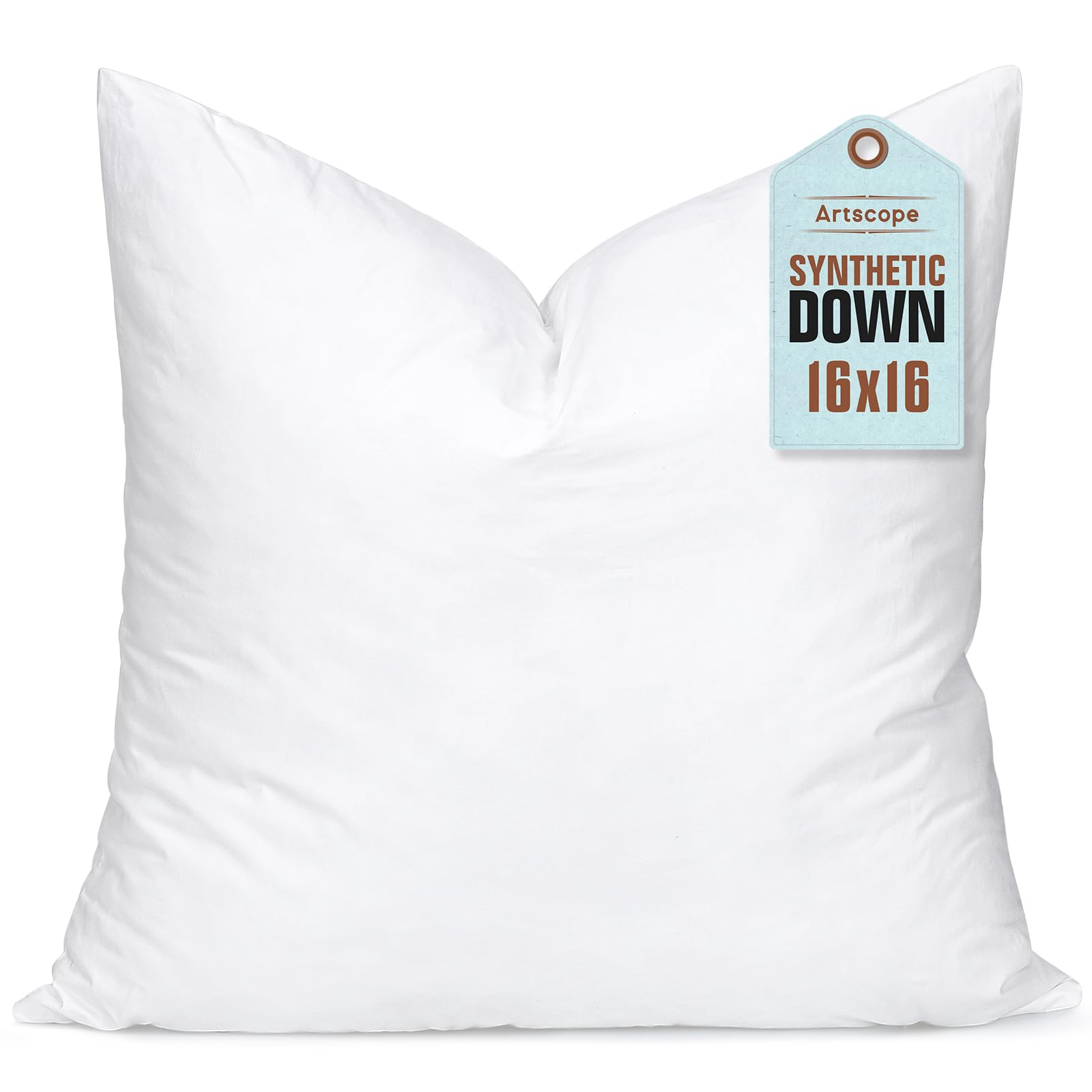Artscope Synthetic Down Pillow Insert, 16X16 Down Alternative Throw Pillow Insert. Ultra Soft Fluffy Sleeping Pillow With 100% C