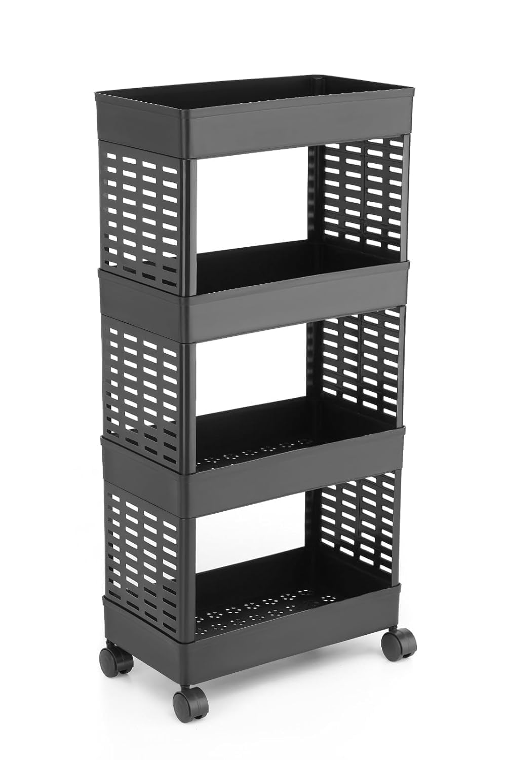 Kesari Creation Multipurpose 4 Layer Storage Trolley With Wheels, Plastic Organizer Rack For Kitchen, Bathroom, Home & Office