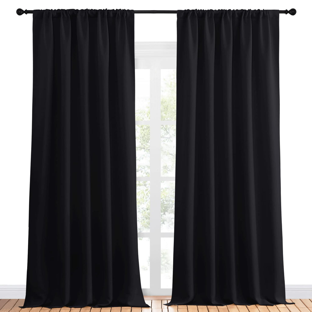 Nicetown Halloween Black Out Window Curtains - Solid Home Decor Thermal Insulated Blackout Drapes/Draperies For Bedroom, Privacy