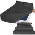 Deep Pocket King Sheet Set - King Size Sheets Set For Air Mattress - 4 Piece King Bedding Set Fade Resistant Fits 16In To 24In Pillow Top Air Bed Mattress - Black