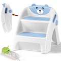 Noonkty 2 Step Foldable Toddler Step Stool,13.8 Inch Tall Non-Slip Kids Step Stool with Safety Lock for Potty Training, Bathroom