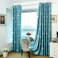 Myru 1 Pair Blue And White Cloud Semi-Blackout Curtains For Boys Kids Children Nursery Room Bedroom (Blue, 2 X 39X52 Inch)