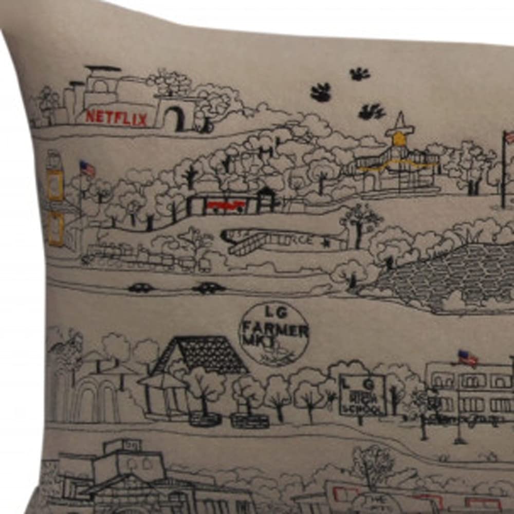 HomeRoots Cream 35' White Los Gatos Daylight Skyline Lumbar Decorative Pillow