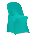 Peomeise Stretch Spandex Folding Chair Cover For Wedding Party Dining Banquet Event (Turquoise,12Pcs)