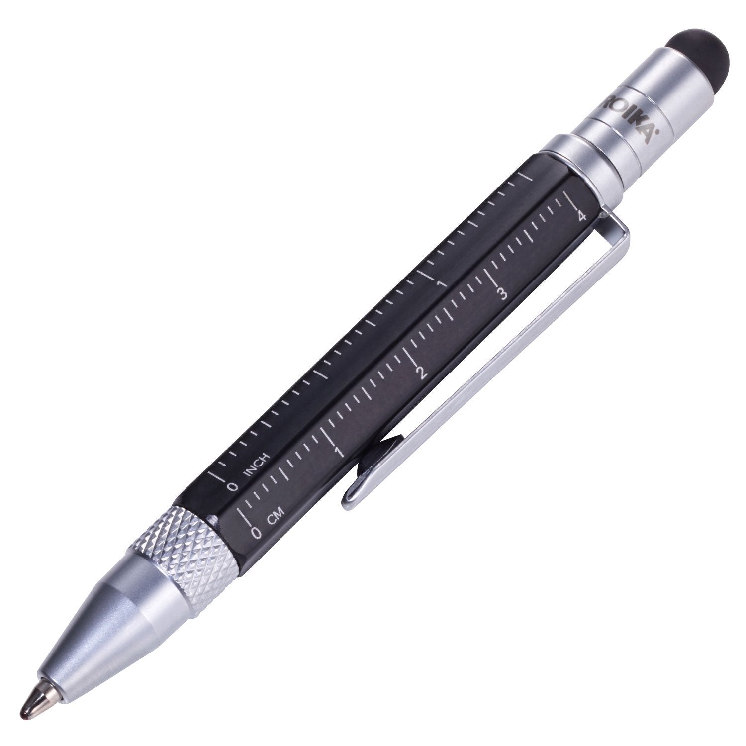 Troika Construction Liliput - Pip25/Bk - Multitasking Ballpoint Pen (Small) - Tool Pen - Centimeter/Inch Ruler - Slotted/Phillip