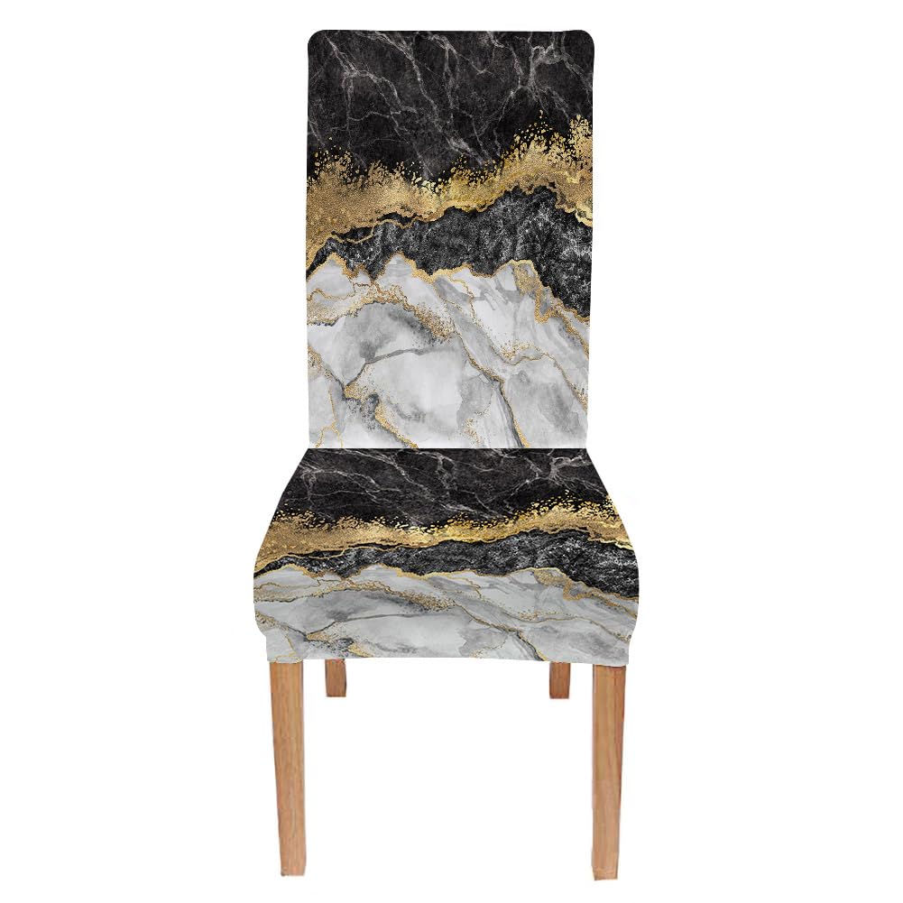 Capsceoll Black Gold Grey Chair Covers Dining Chair Slipcovers Set Of 4 Stretch Parsons Chair Slipcovers Universal Removable Washable Parson Chair Covers For Dining Room Living Room Kitchen
