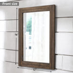 Aazzkang Rustic Wood Mirror Rectangle Decorative Wall Mirror With Frame Bedroom Living Room Bathroom Hanging Mirror