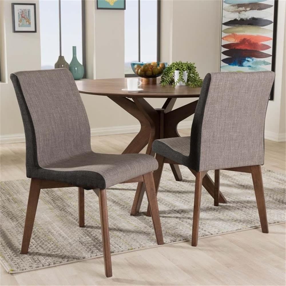 Baxton Studio Kimberly Mid-Century Modern Beige and Brown Fabric Dining Chair