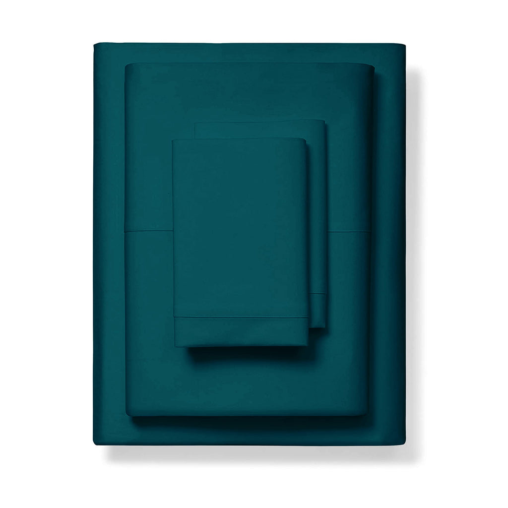 100% Cotton Full Size Sheet Set - 4 Piece Set - Hotel Luxury Bed Sheets - Deep Pockets - Easy Fit - 600 Thread Count Sateen Weave Breathable & Cooling Sheets - Dark Teal Bed Sheets - Fulls Sheets