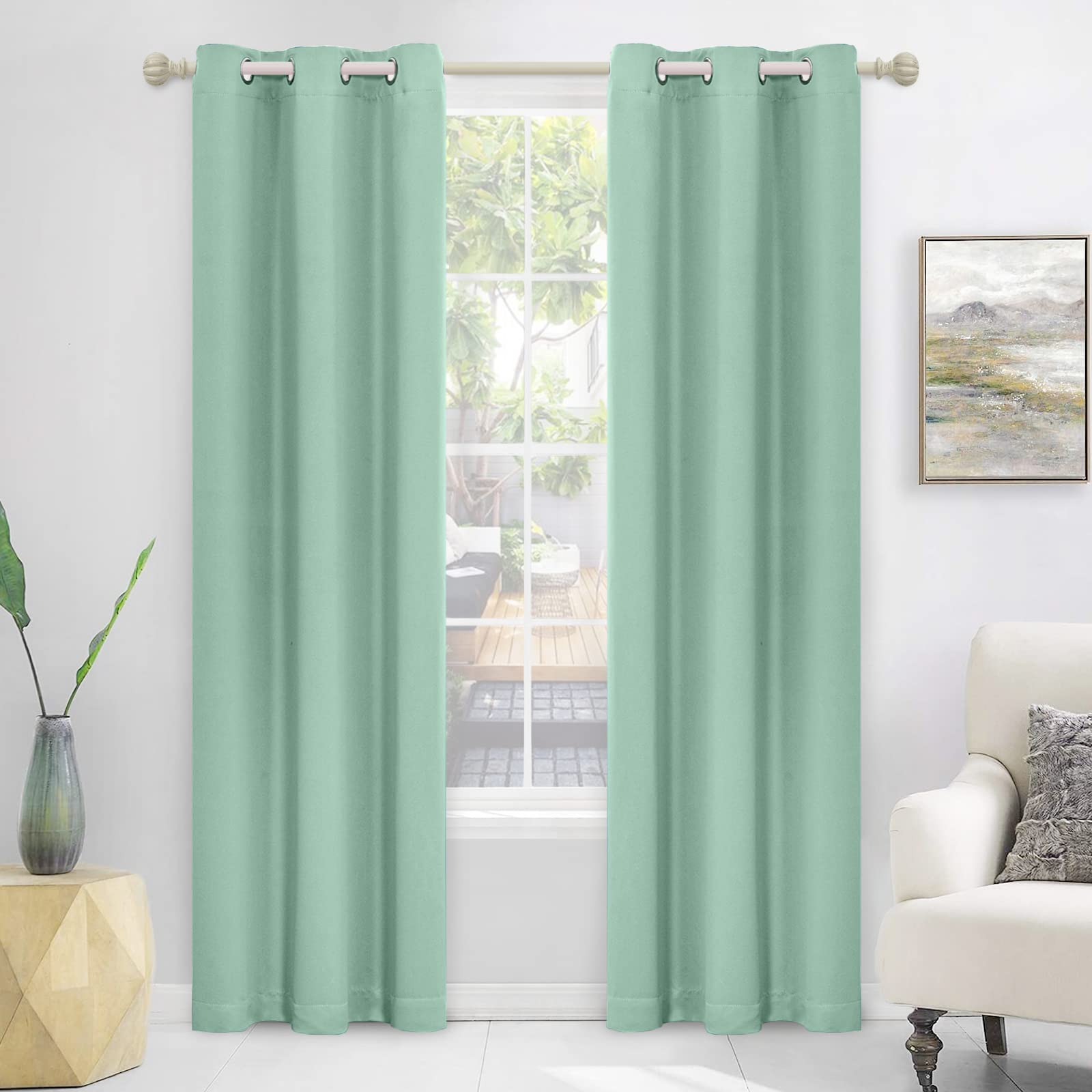 Mysky Home Blackout Curtain For Living Room, Grommet Room Darkening Curtain For Bedroom, Amazing Triple Weave Thermal Insulated Curtain, 1 Curtain Panel, 42 X 72 Inch, Aqua