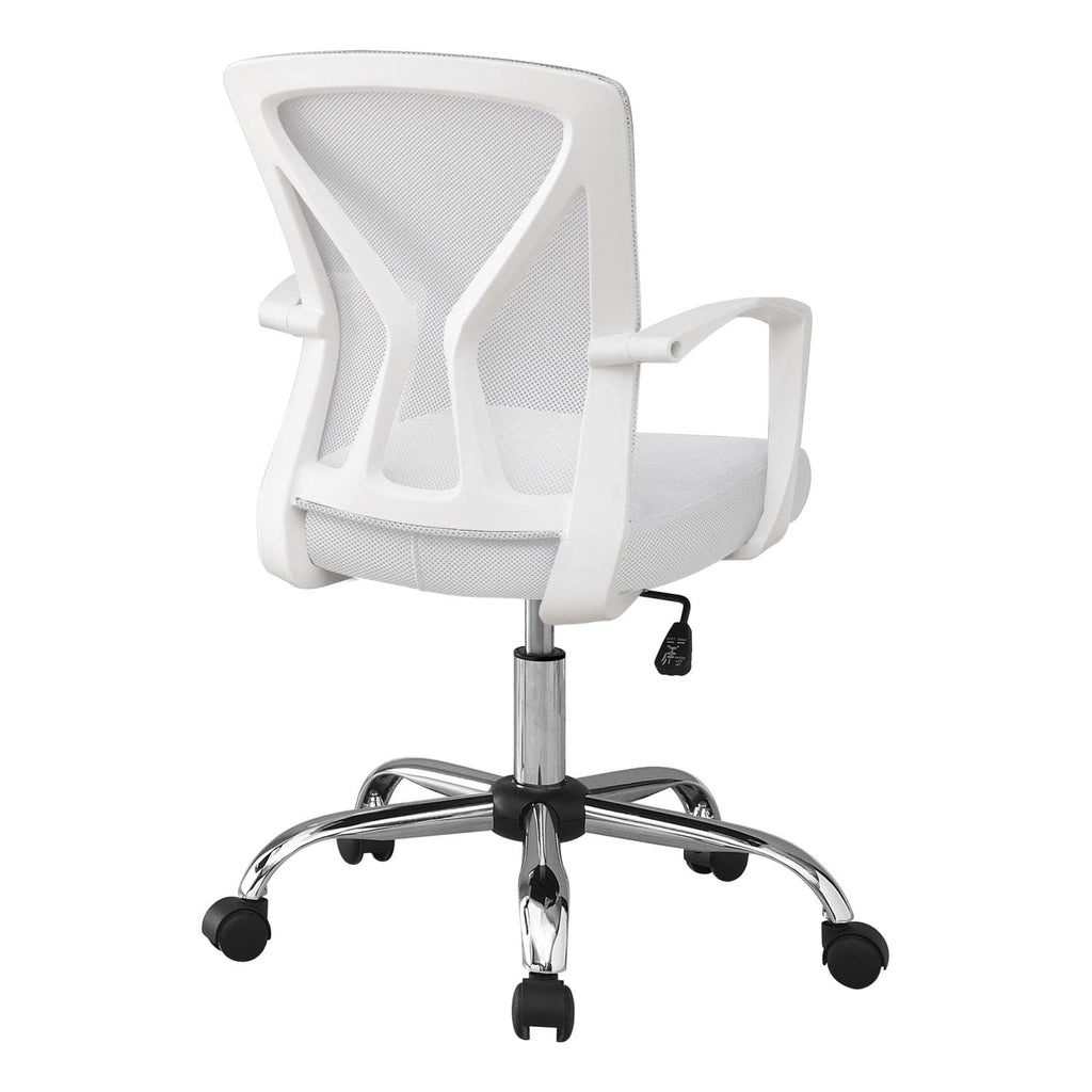 Monarch Specialties I 7462 Office Chair, Adjustable Height, Swivel, Ergonomic, Armrests, Computer Desk, Work, Metal, Fabric, White, Chrome, Contemporary, Modern