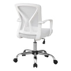 Monarch Specialties I 7462 Office Chair, Adjustable Height, Swivel, Ergonomic, Armrests, Computer Desk, Work, Metal, Fabric, White, Chrome, Contemporary, Modern
