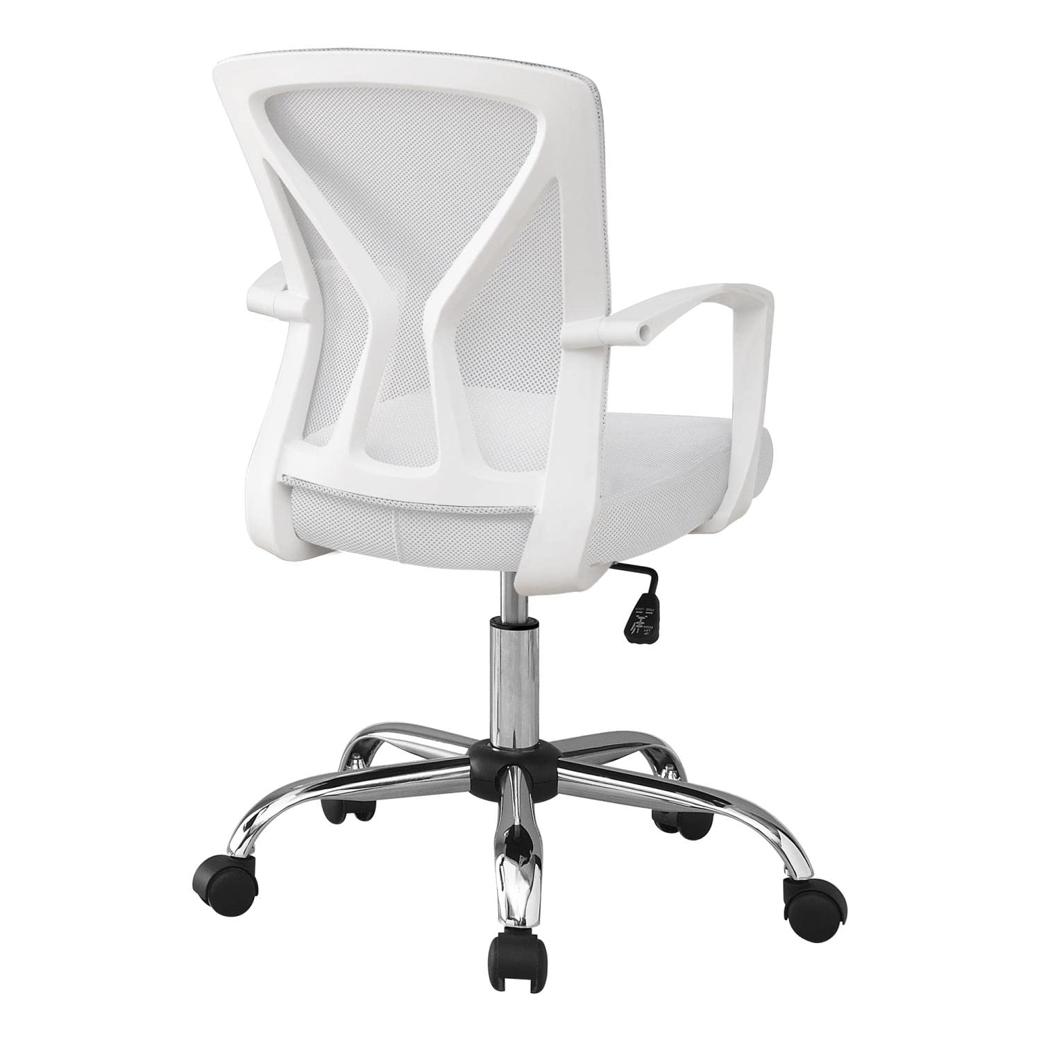 Monarch Specialties I 7462 Office Chair, Adjustable Height, Swivel, Ergonomic, Armrests, Computer Desk, Work, Metal, Fabric, White, Chrome, Contemporary, Modern