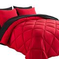 Cosybay Bed In A Bag Full Reversible Comforter Sets 7Pcs All Season Down Alternative Bedding Sets Red And Black With Comforter,
