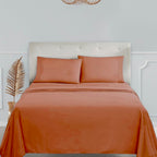 Clara Clark Bed Sheets, Premier 1800 Series 4 Piece Bed Sheet Set, Deep Pocket, Wrinkle, Fade, Stain Resistant, Luxury Soft Bedding Sheets & Pillowcases, Full, Burnt Sienna