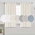 PrinceDeco Linen Curtains Tab Top Curtains Window Treatments Draperies for Bedroom Semi Sheer Light Filtering Soft Thick Linen W