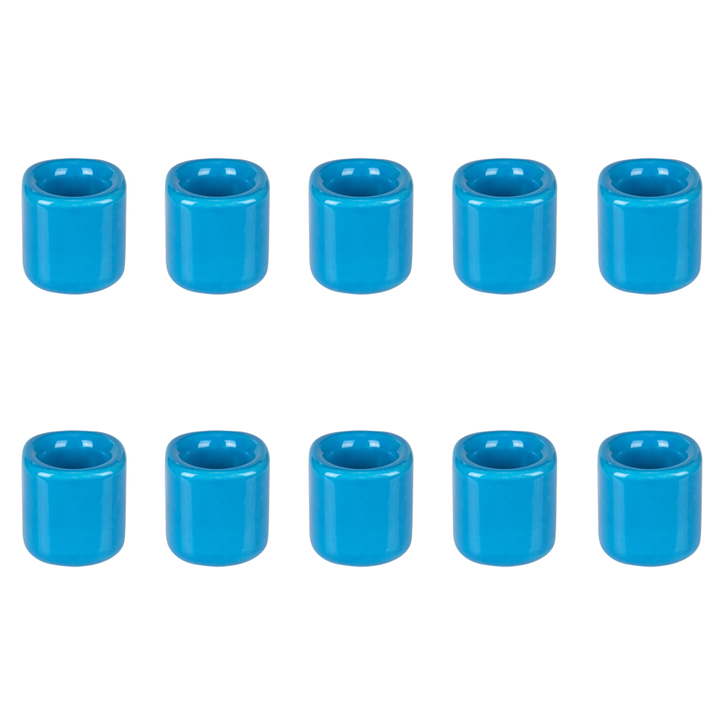 Mega Candles 10 pcs Light Blue 1/2 Inch Diameter Ceramic Chime Ritual Spell Candle Holders, Great for Casting Chimes, Meditation