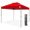 E-Z Up Patriot One-Up Technology Vented Shelter, 10' X 10', Red Top, Grey Frame