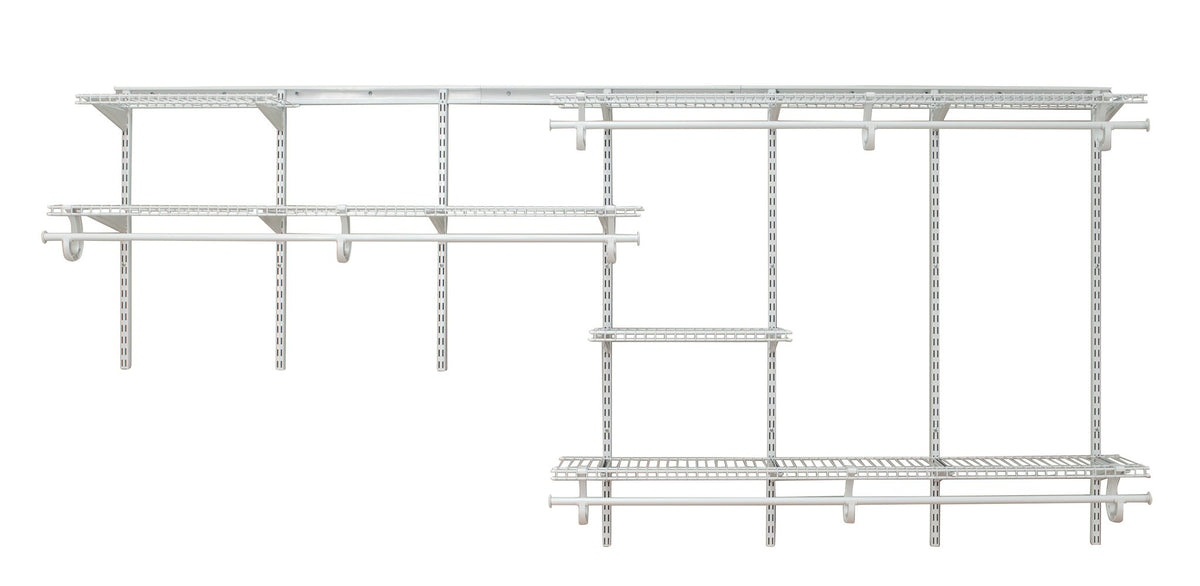 ClosetMaid ShelfTrack Wire Closet Organizer System Adjustable from 7 to 10 Ft, with Shelves, Clothes Rods, Hardware, Durable Ste