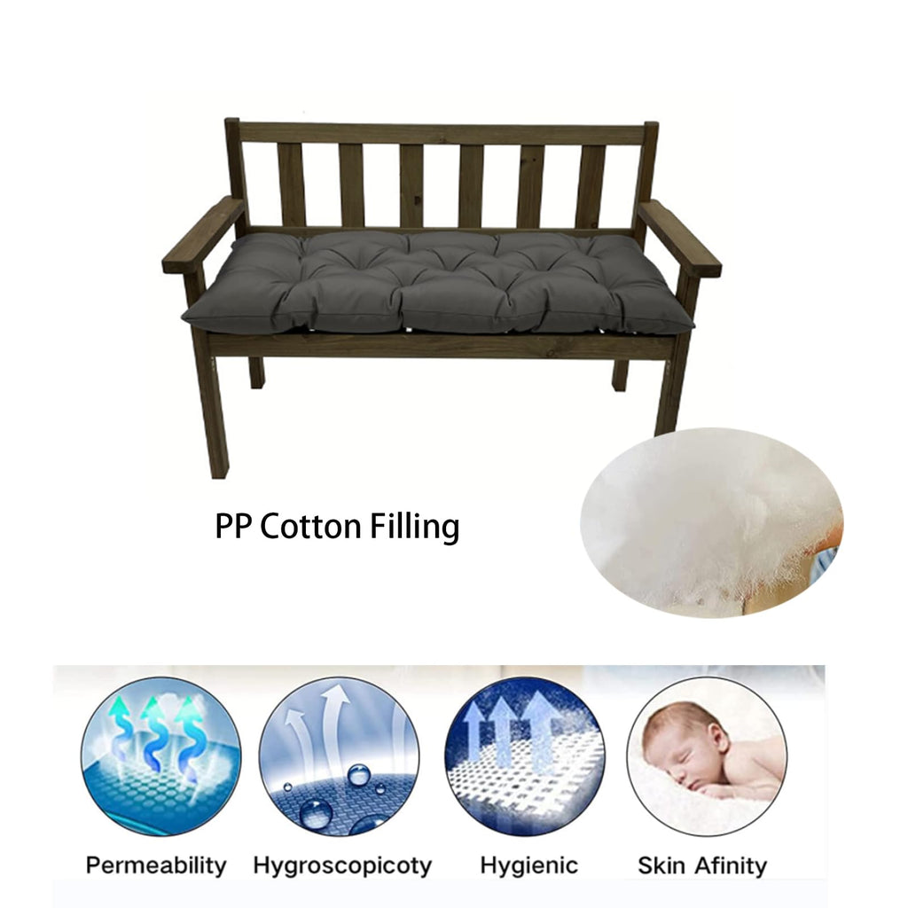 Eoieov Indoor Bench Cushion Dark Grey Thicken Wricker Seat Cushion For Garden Furniture Patio Tufted Bench Cushions For Outdoor