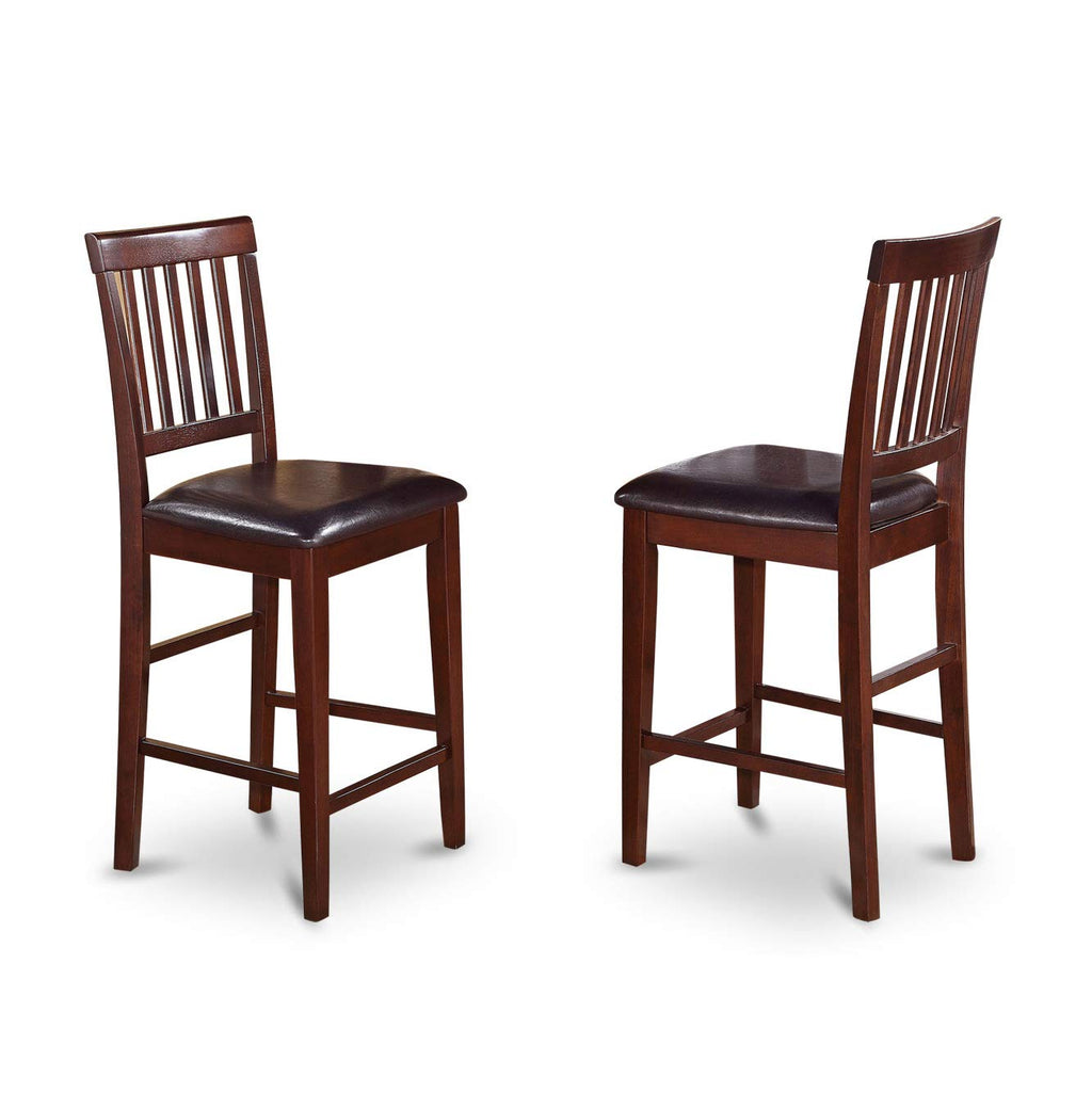 East West Furniture VERN3-MAH-LC Vernon 3 Piece Kitchen Counter Height Dining Set Contains a Square Pub Table and 2 Faux Leather Upholstered Chairs, 36x36 Inch