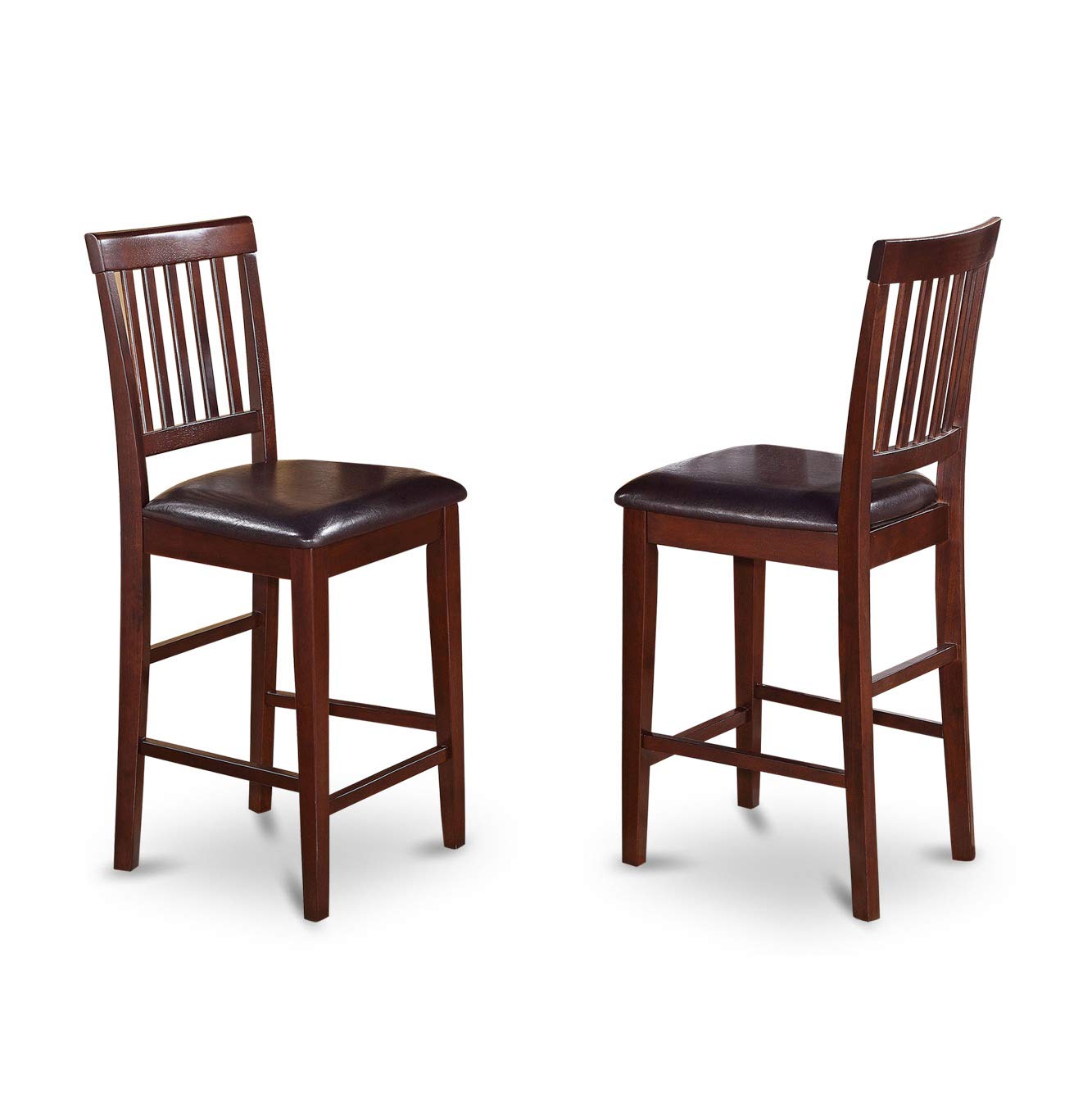 East West Furniture VERN3-MAH-LC Vernon 3 Piece Kitchen Counter Height Dining Set Contains a Square Pub Table and 2 Faux Leather Upholstered Chairs, 36x36 Inch