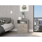 Nightstand 20" H, 2 Drawers, 1 Shelf, Superior Top, Light Gray