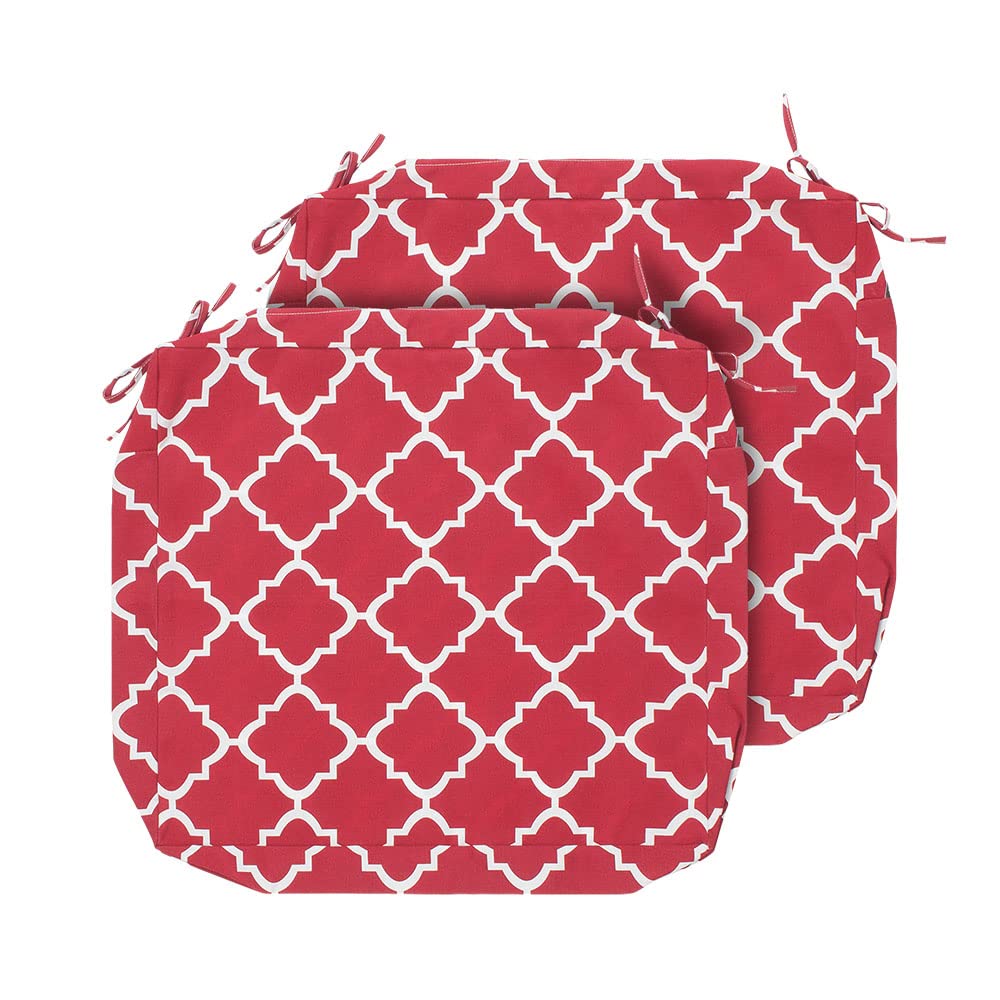 Magpie Fabrics Indoor Outdoor Patio Cushion Cover Replacement 2 Pack, Water Repellent Slipcover With Ties Decor For Garden Chair