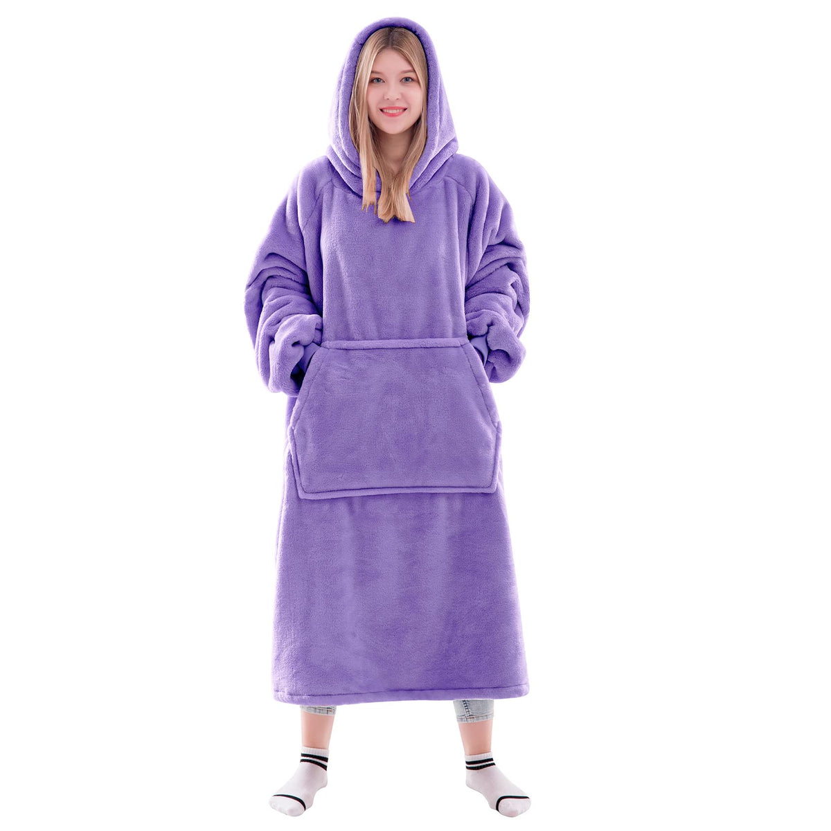 Waitu Wearable Blanket Sweatshirt Gifts For Women And Men, Super Warm And Cozy Blanket Hoodie, Thick Flannel Blanket With Sleeve