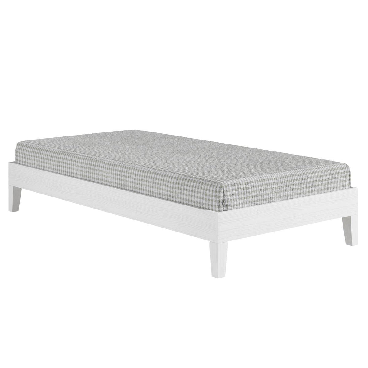 Steve Silver Co Nix Twin Platform Bed, 14-Slat Support System, Bedroom, 6.5-Inch Under Bed Clearance, Solid Pine Wood, No Box Spring Needed, 77.01" L x 40.47" W x 12.24" H, White