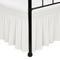 Biscaynebay Wrap Around Bed Skirts With Split Corners For Queen Beds 14' Drop, Ivory Elastic Dust Ruffles Adjustable Easy Fit W