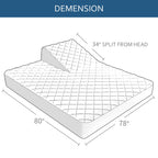 Moonsea Split Top King Mattress Pad Protector, Waterproof, Terry Surface, for Adjustable Beds, 34" Split from Head