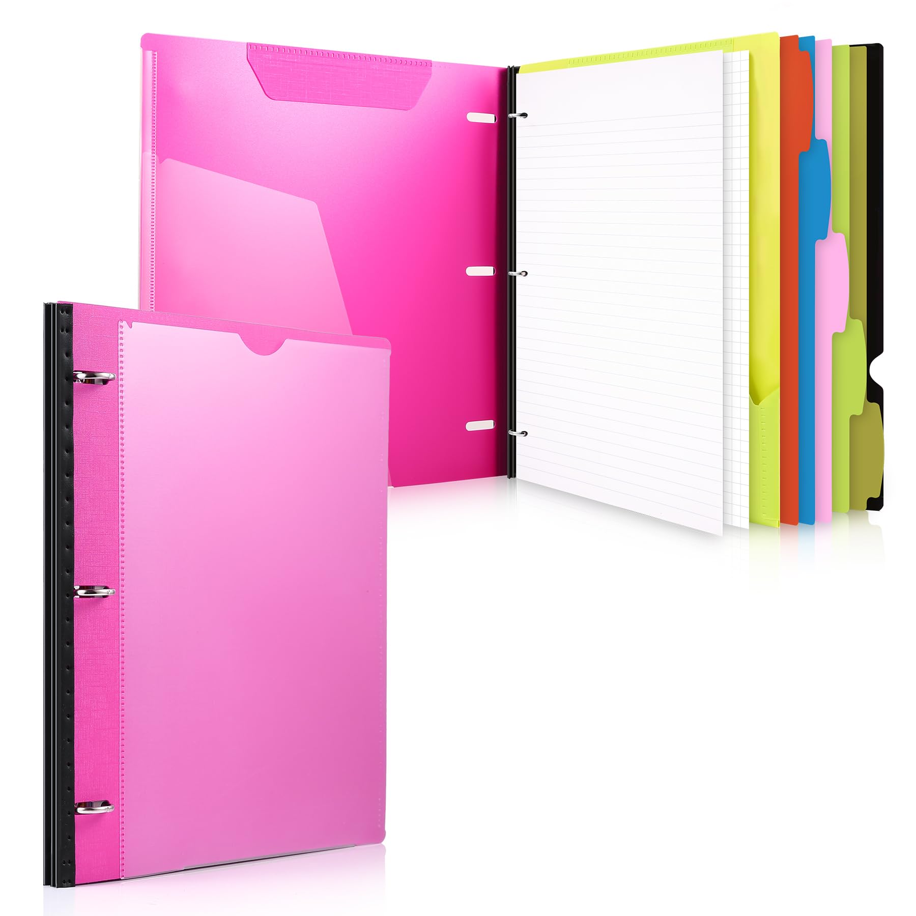 Wot I 1-Pack Telescoping 3 Ring Binder Notebook - Customizable Cover, 5 Dividers & Pocket Folder In One Slim Organizer (60 Sheet