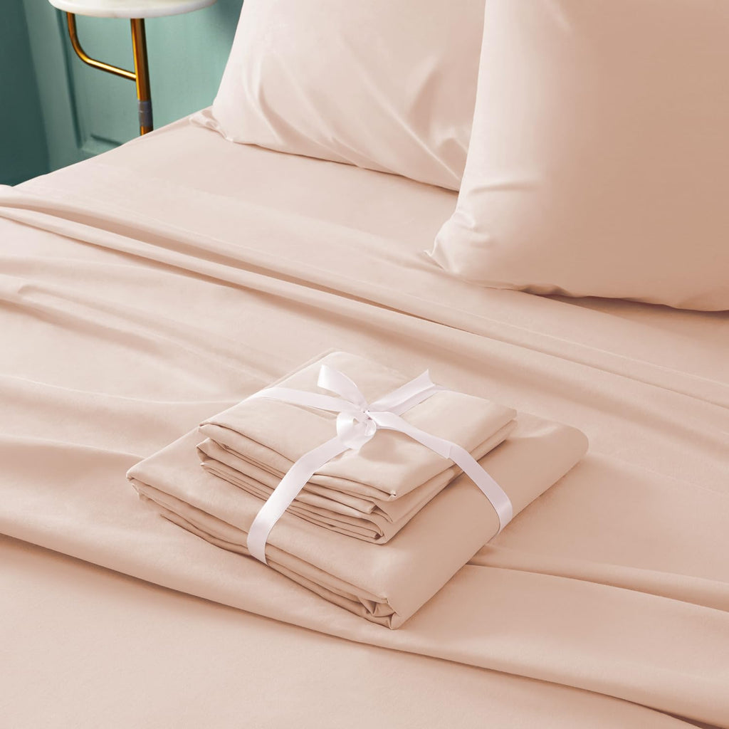Bysure 6 Pieces Bed Sheets Set(King, Peach) - Hotel Luxury Super Soft 1800 Thread Count 100% Microfiber Sheets With Deep Pockets